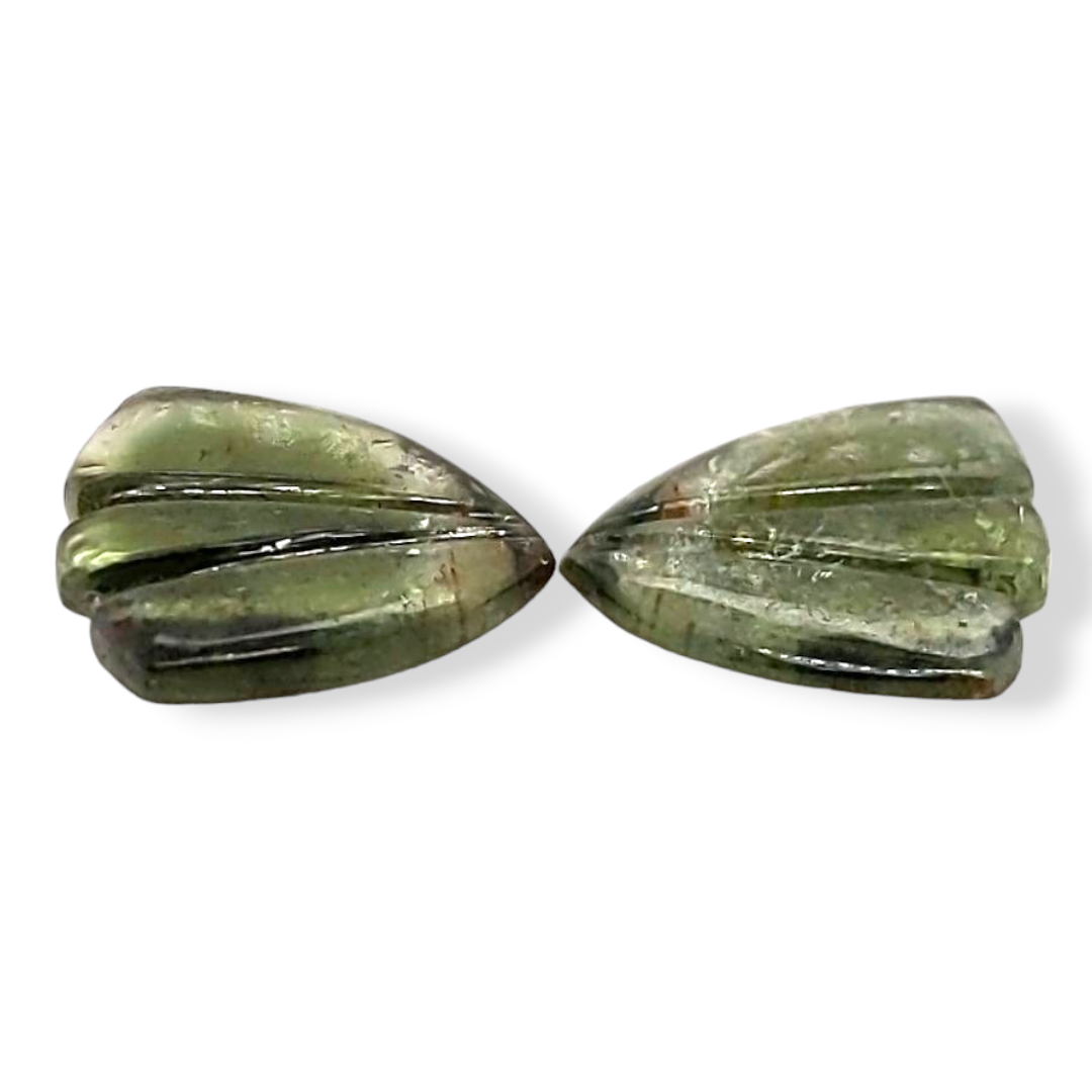 Natural Watermelon Tourmaline Butterfly Carved Pair | Size:15x12mm - The LabradoriteKing