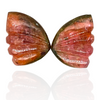 Natural Watermelon Tourmaline Butterfly Carved Pair | Size:17x13mm - The LabradoriteKing