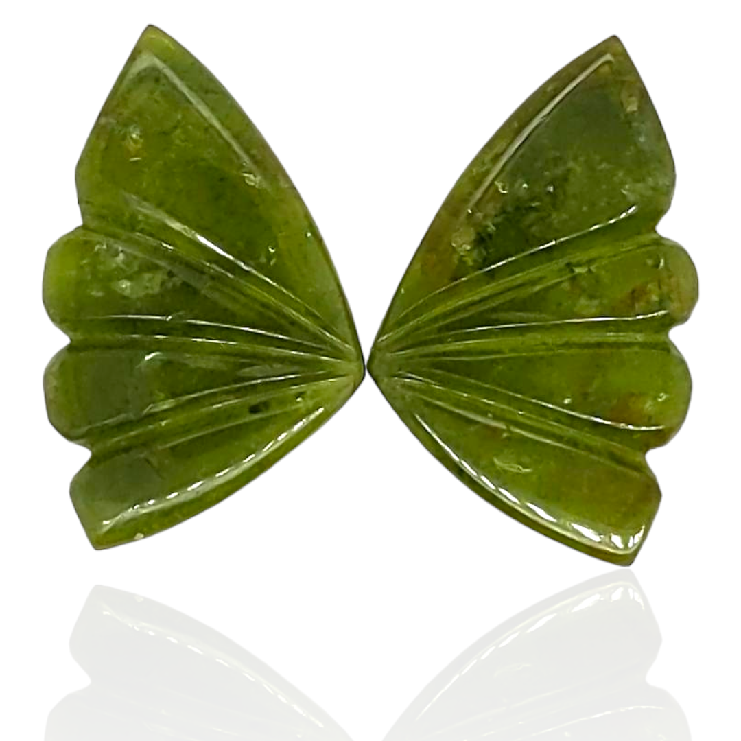 Natural Watermelon Tourmaline Butterfly Carved Pair | Size:20x12mm - The LabradoriteKing