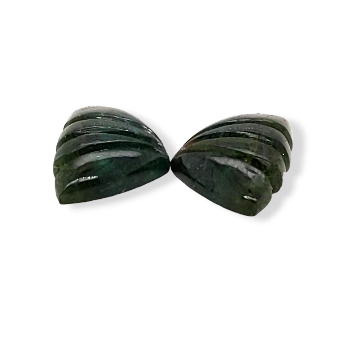 Natural Watermelon Tourmaline Butterfly Carved Pair | Size:19x11mm - The LabradoriteKing