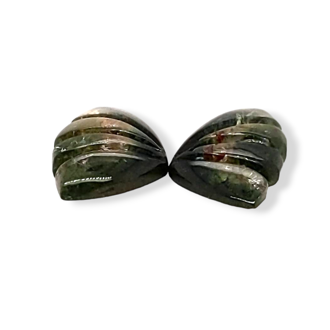 Natural Watermelon Tourmaline Butterfly Carved Pair | Size:16x10mm - The LabradoriteKing