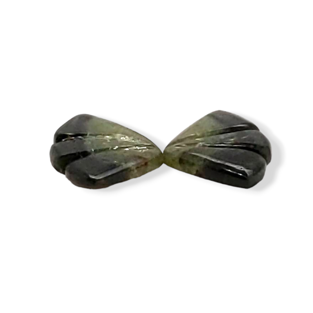 Natural Watermelon Tourmaline Butterfly Carved Pair | Size:14x9mm