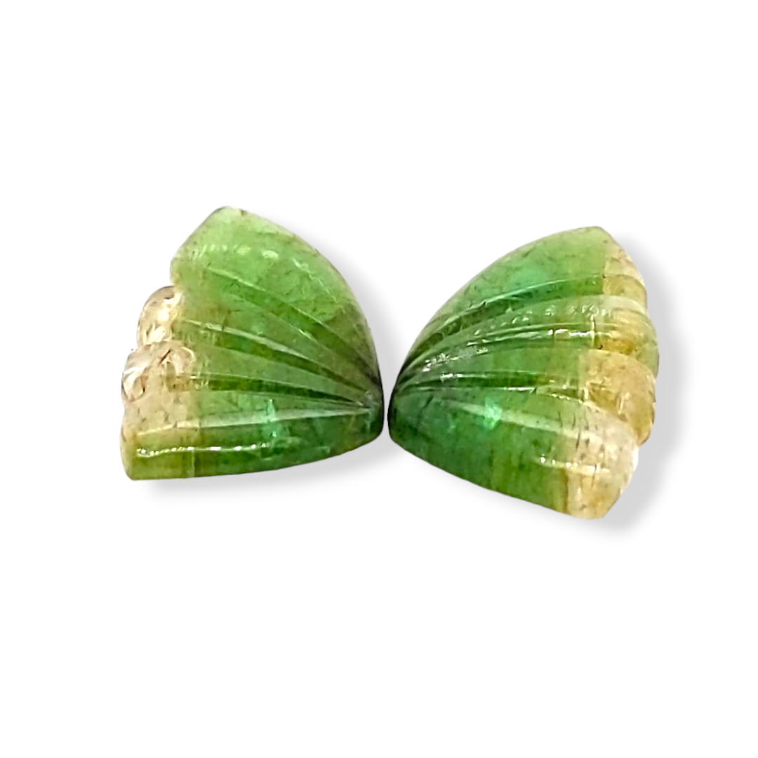 Natural Watermelon Tourmaline Butterfly Carved Pair | Size:20x10mm - The LabradoriteKing