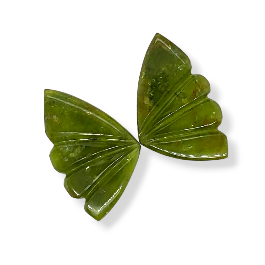 Natural Watermelon Tourmaline Butterfly Carved Pair | Size:20x12mm - The LabradoriteKing