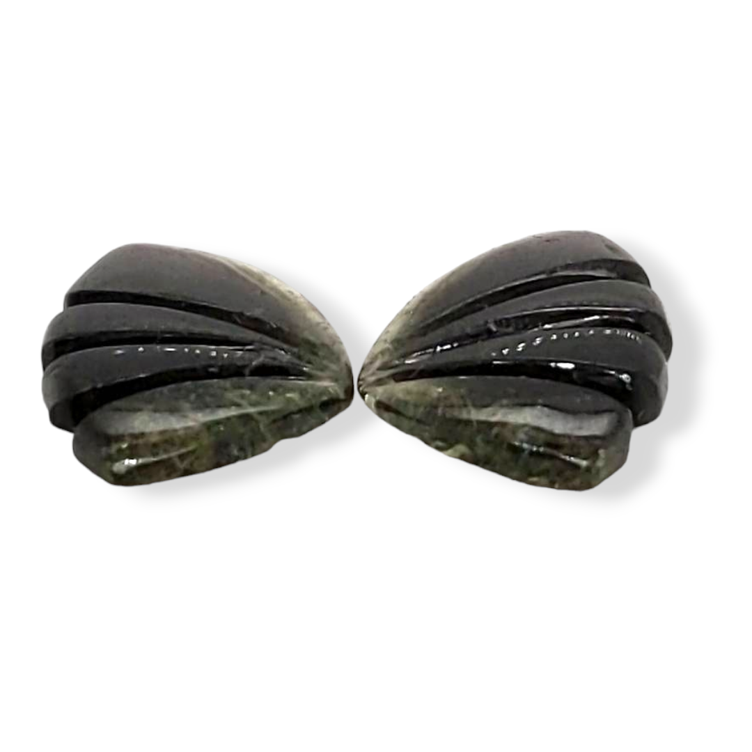 Natural Watermelon Tourmaline Butterfly Carved Pair | Size:19x12mm - The LabradoriteKing