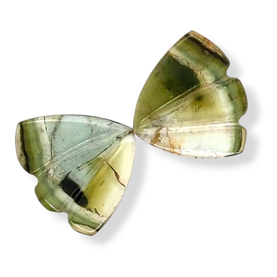 Natural Watermelon Tourmaline Butterfly Carved Pair | Size:15x14mm - The LabradoriteKing