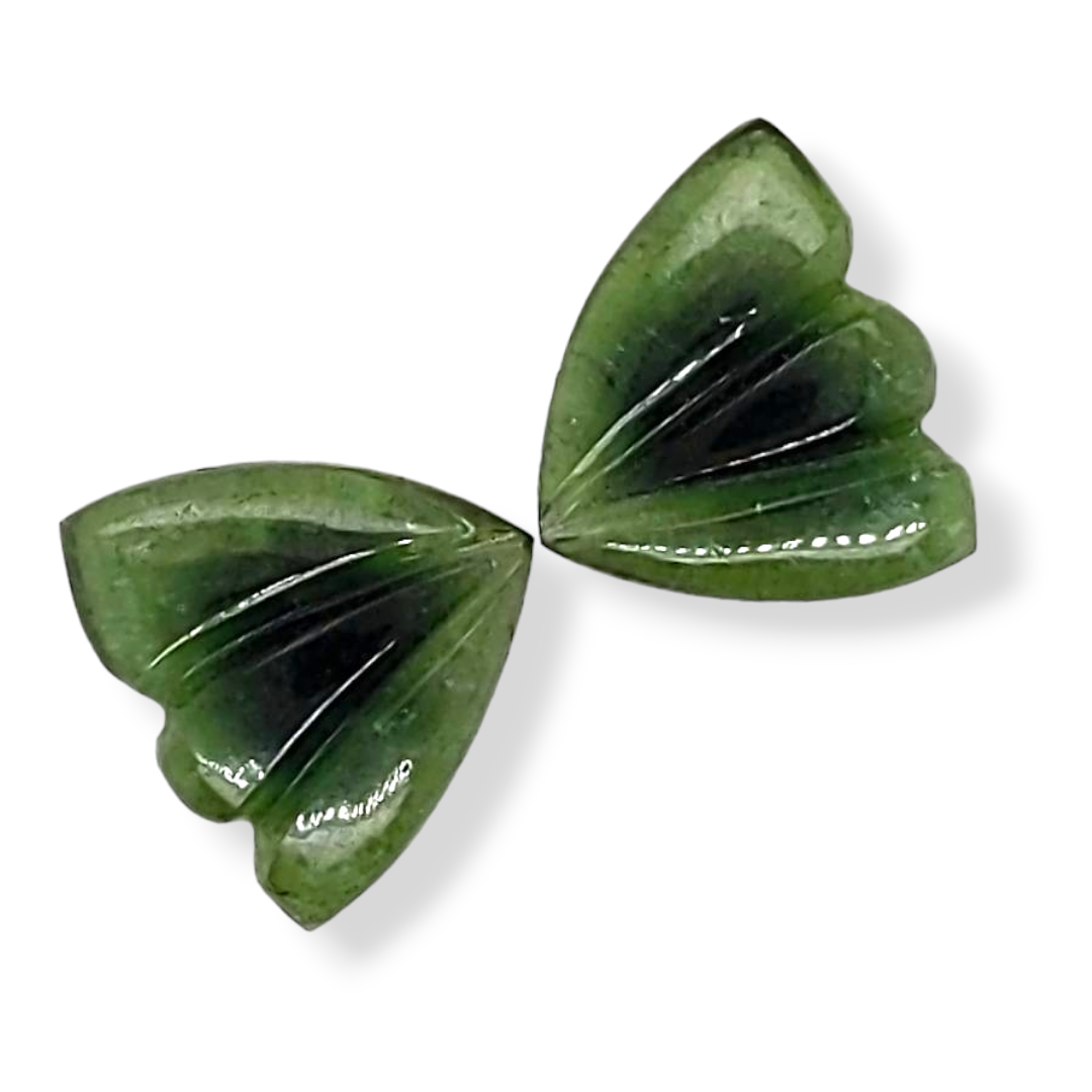 Natural Watermelon Tourmaline Butterfly Carved Pair | Size:12x11mm - The LabradoriteKing