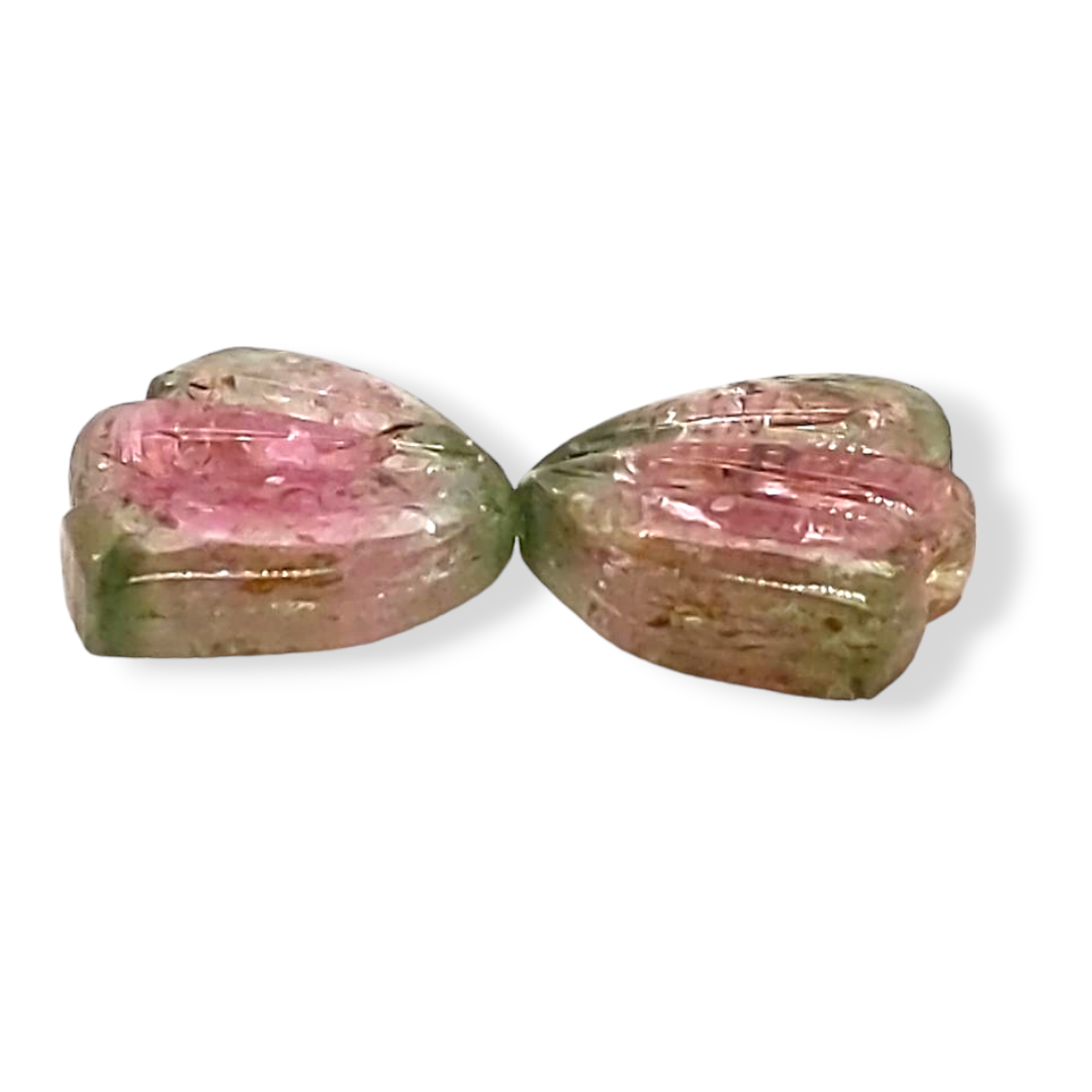 Natural Watermelon Tourmaline Butterfly Carved Pair | Size:10mm - The LabradoriteKing