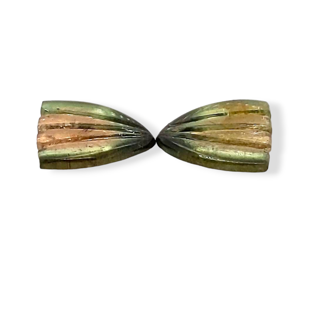 Natural Watermelon Tourmaline Butterfly Carved Pair | Size:15x13mm - The LabradoriteKing