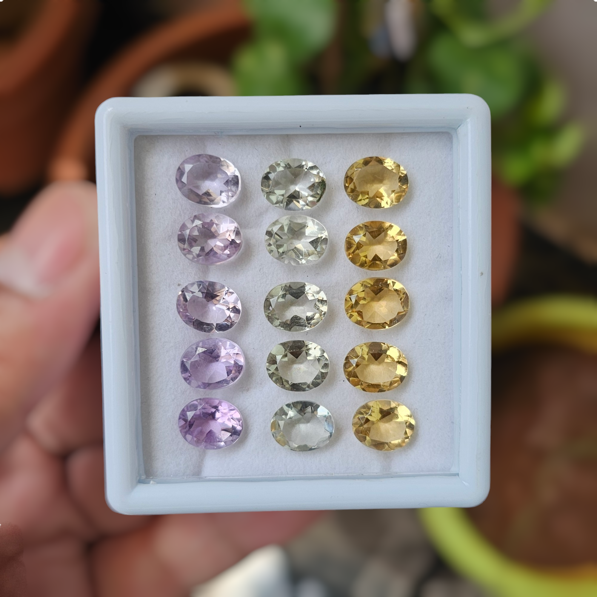 15 Pcs Of Natural Amethyst, Citrine & Green Amethyst  Faceted | Shape: Oval | Size:10x8mm - The LabradoriteKing