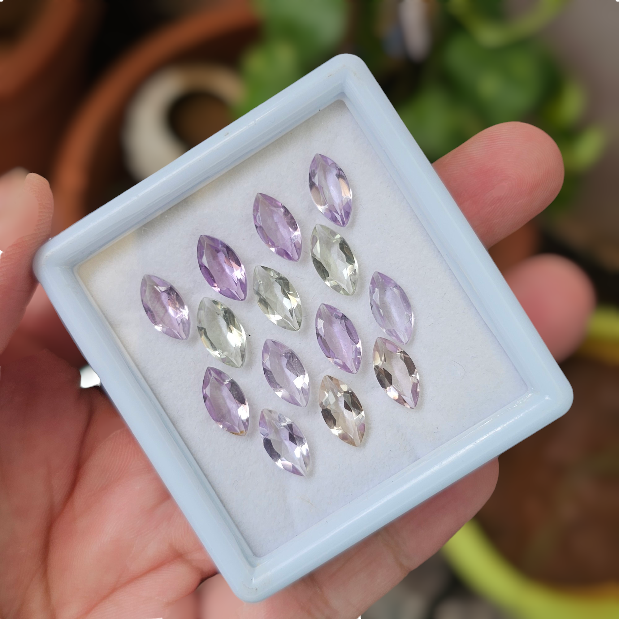 14 Pcs Of Natural Amethyst, Ametrine & Green Amethyst Faceted | Shape: Marquise | Size: 12x6mm - The LabradoriteKing