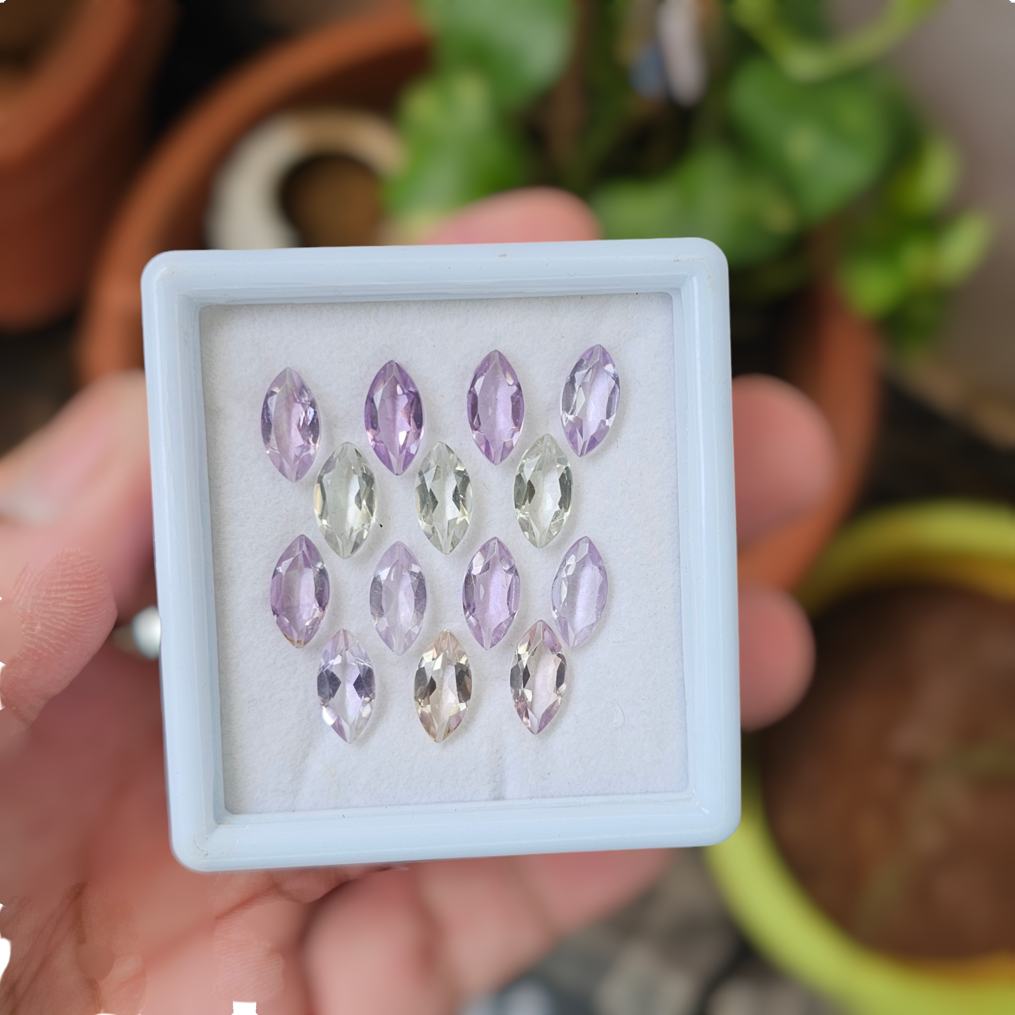 14 Pcs Of Natural Amethyst, Ametrine & Green Amethyst Faceted | Shape: Marquise | Size: 12x6mm - The LabradoriteKing