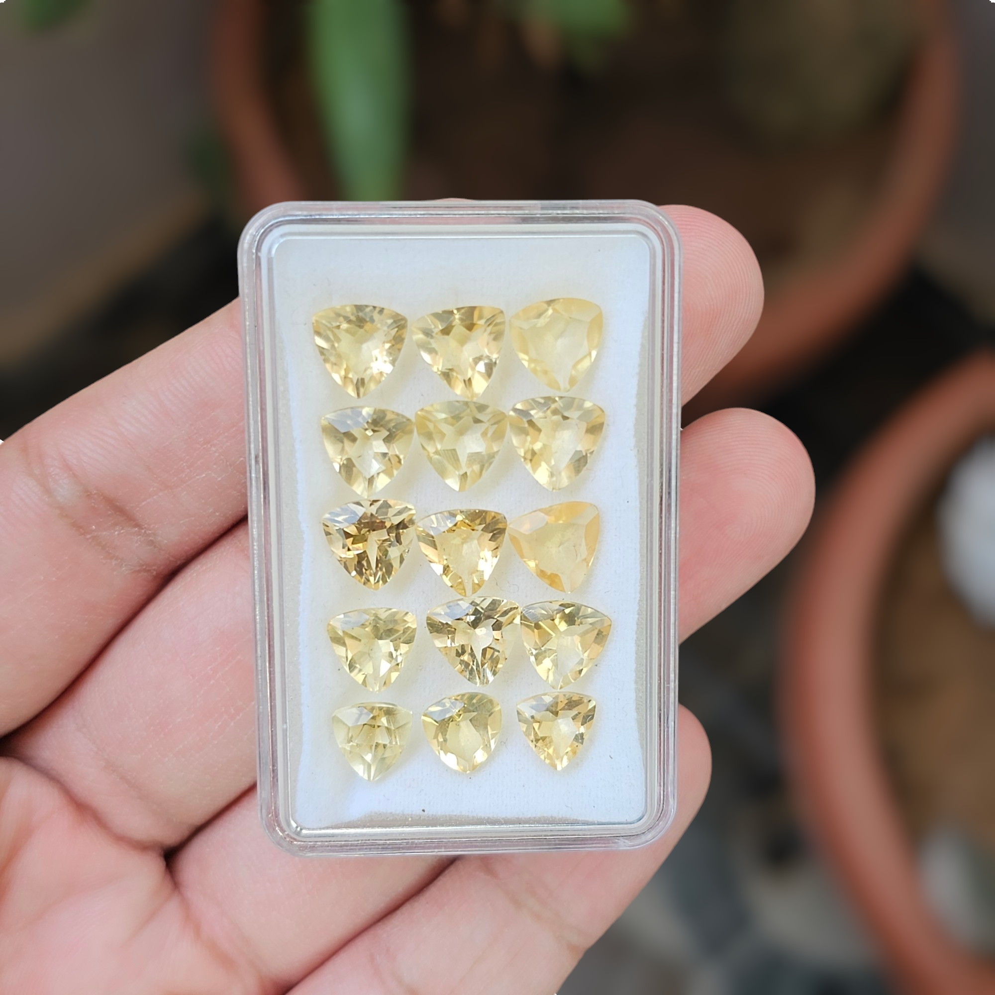 28 Pcs Of Natural Citrine Faceted | Shape: Trillion | Size:7-8mm - The LabradoriteKing