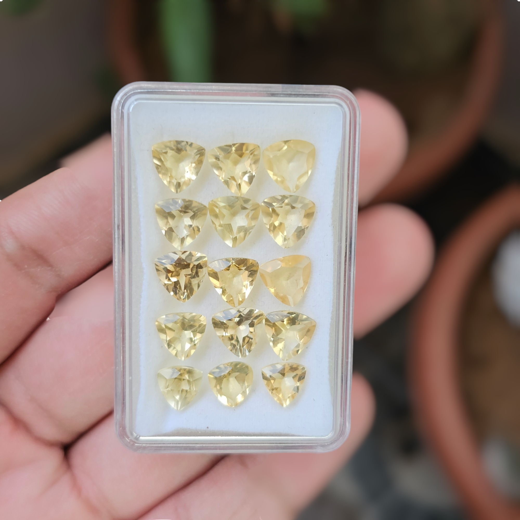 28 Pcs Of Natural Citrine Faceted | Shape: Trillion | Size:7-8mm - The LabradoriteKing