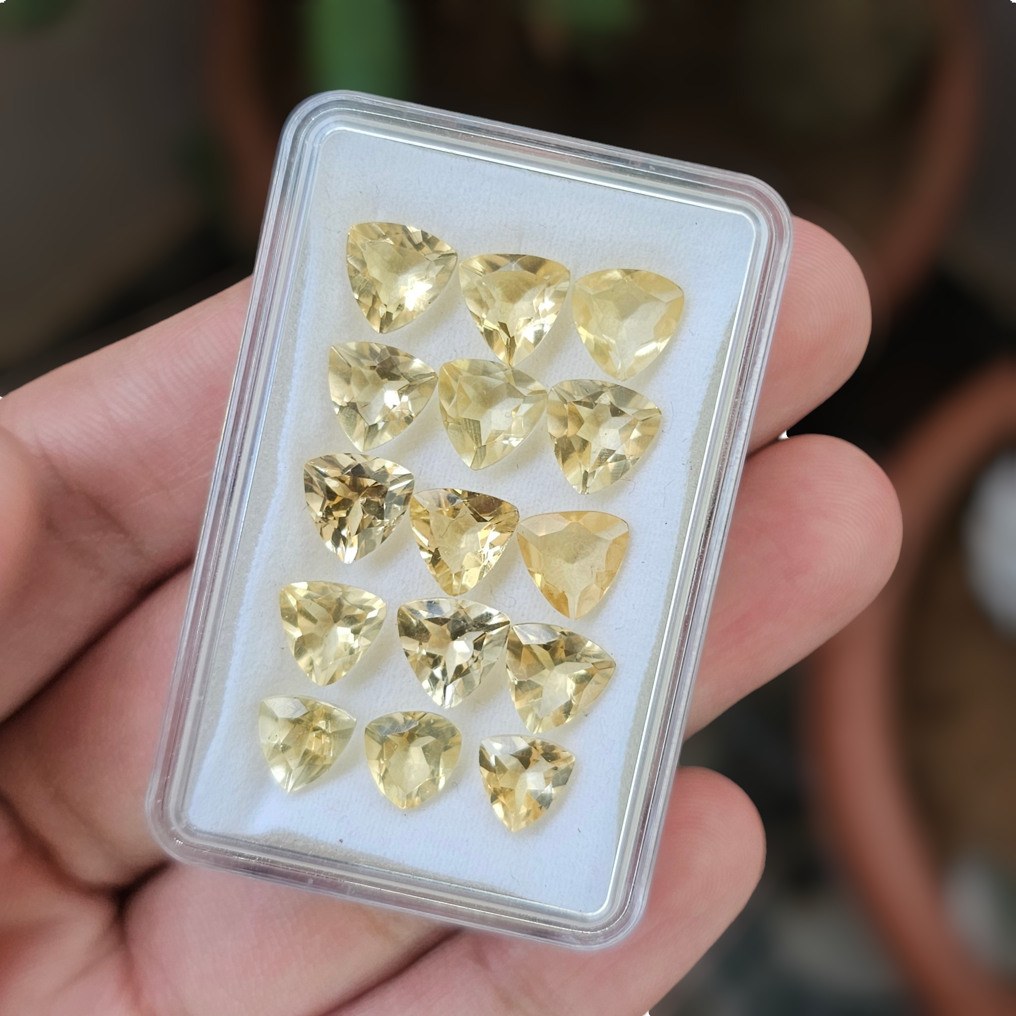 28 Pcs Of Natural Citrine Faceted | Shape: Trillion | Size:7-8mm - The LabradoriteKing