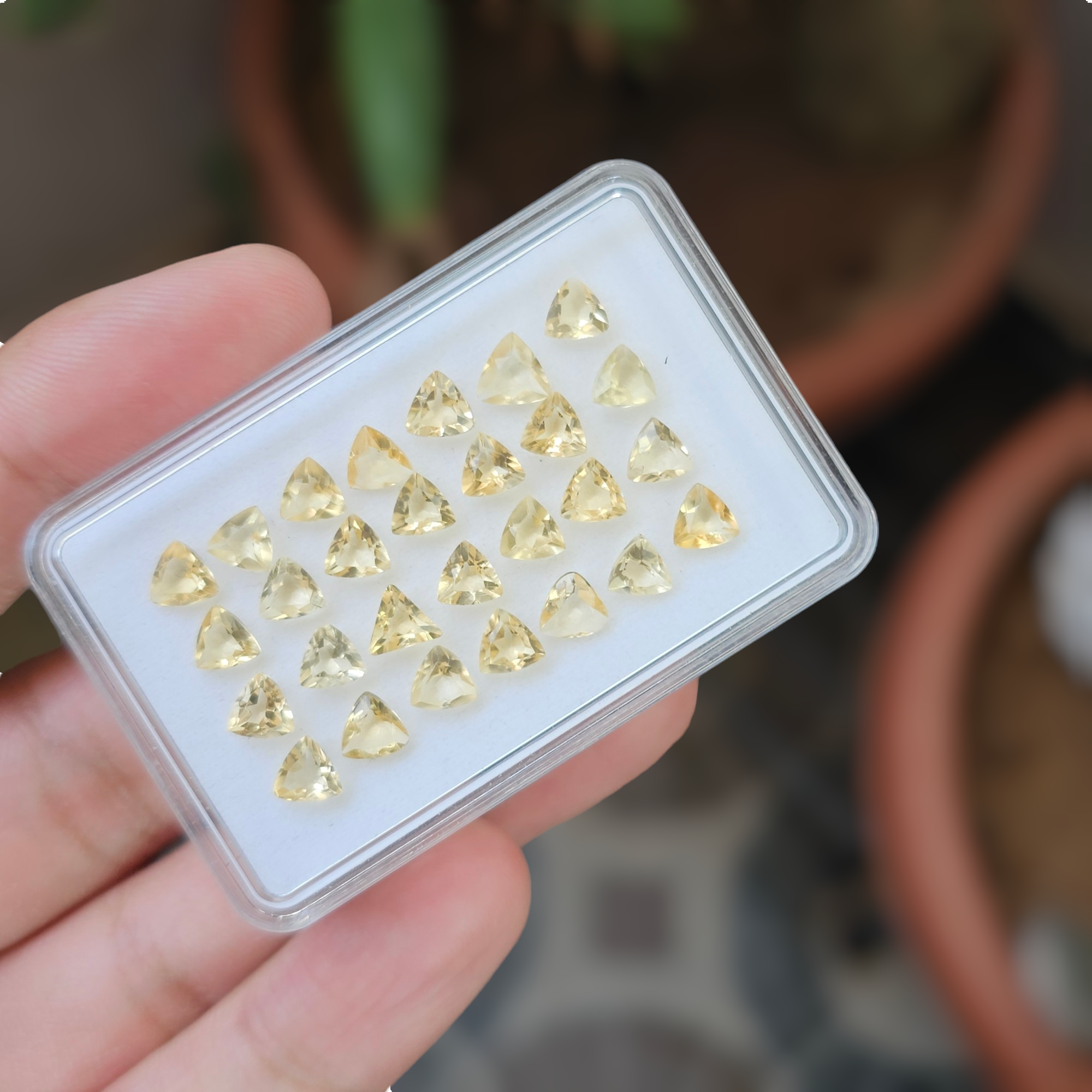 28 Pcs Of Natural Citrine Faceted | Shape: Trillion | Size:5mm - The LabradoriteKing