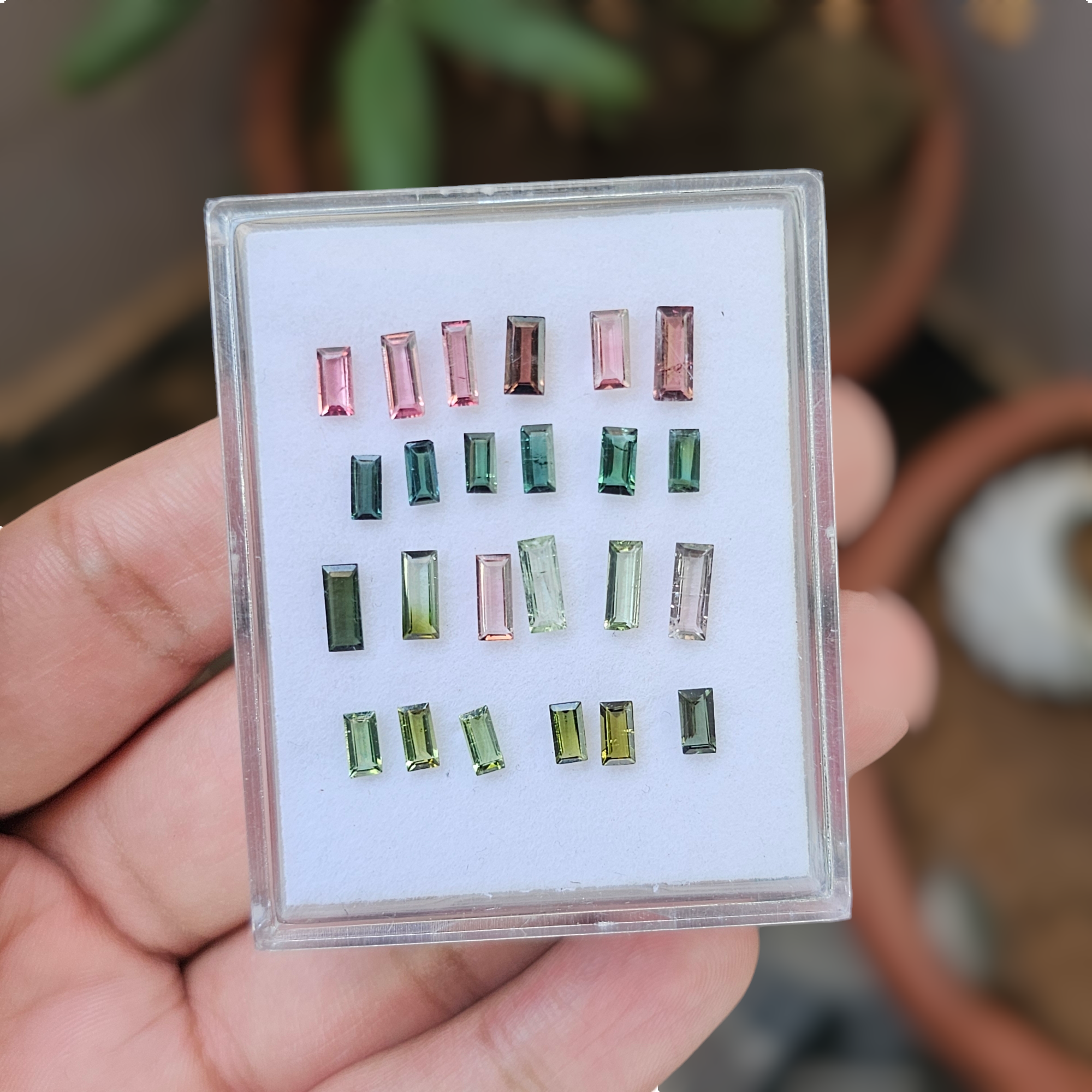 24 Pcs Of Natural Tourmaline Faceted | Shape: Rectangle | Size:5-8mm - The LabradoriteKing