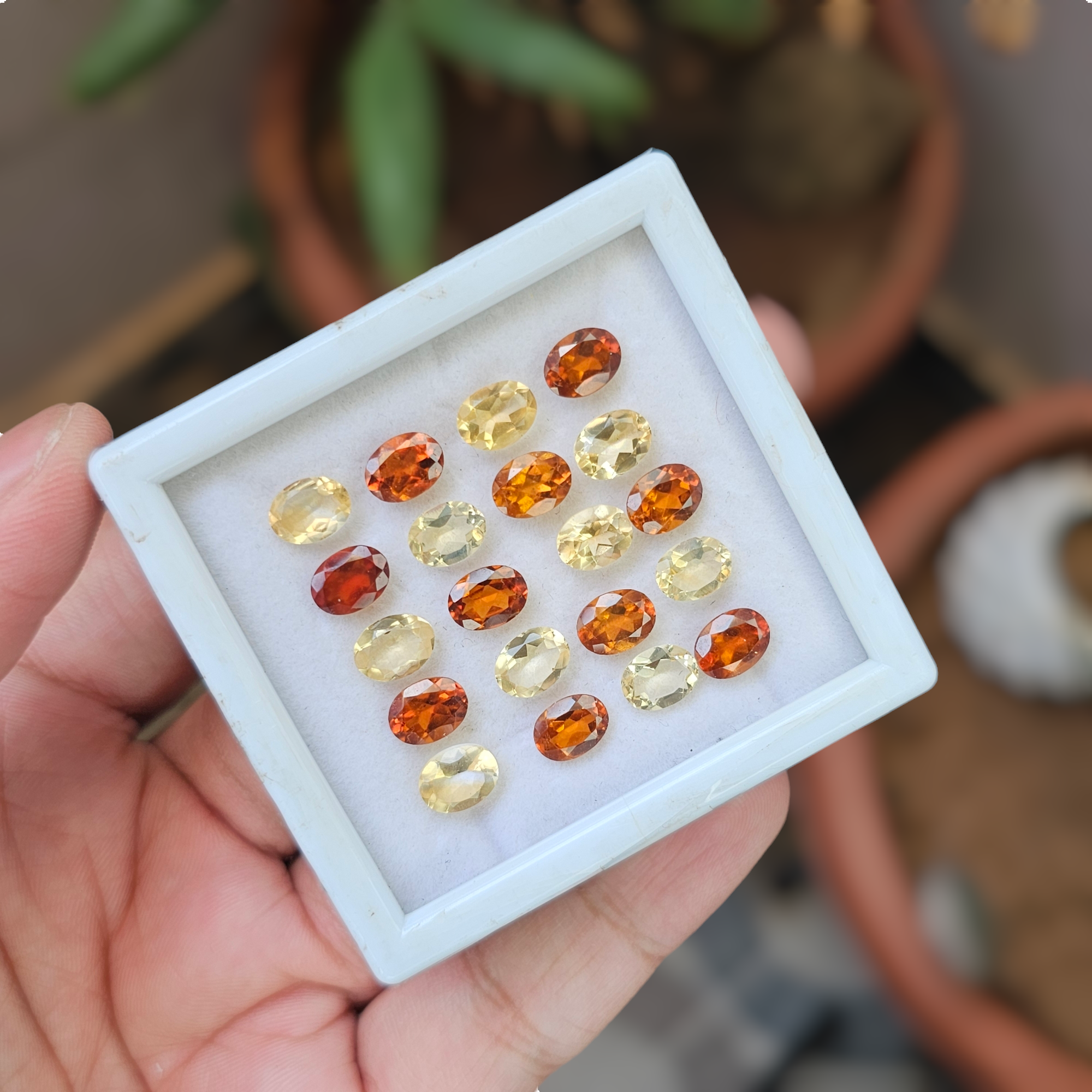 16 Pcs Of Natural Citrine & Hessonite Garnet Faceted | Shape: Oval | Size:8x6mm - The LabradoriteKing