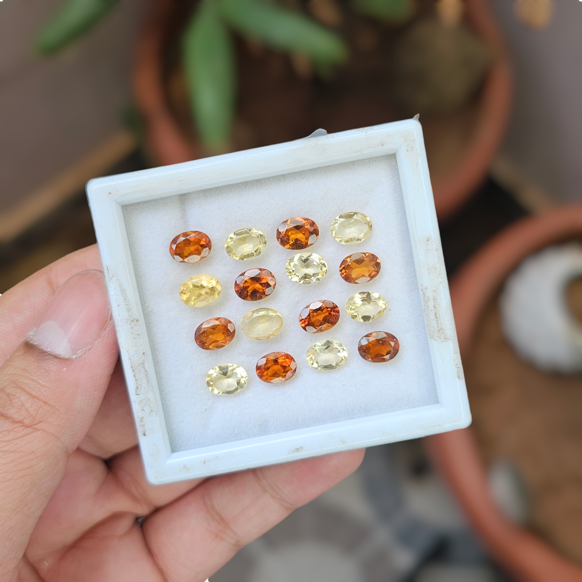 16 Pcs Of Natural Citrine & Hessonite Garnet Faceted | Shape: Oval | Size:8x6mm - The LabradoriteKing