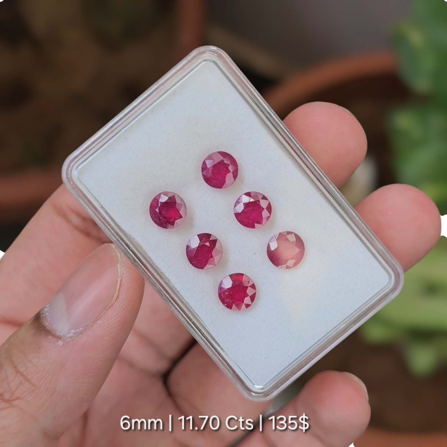 Natural Ruby Faceted Gemstone | Shape: Round | Size:6mm