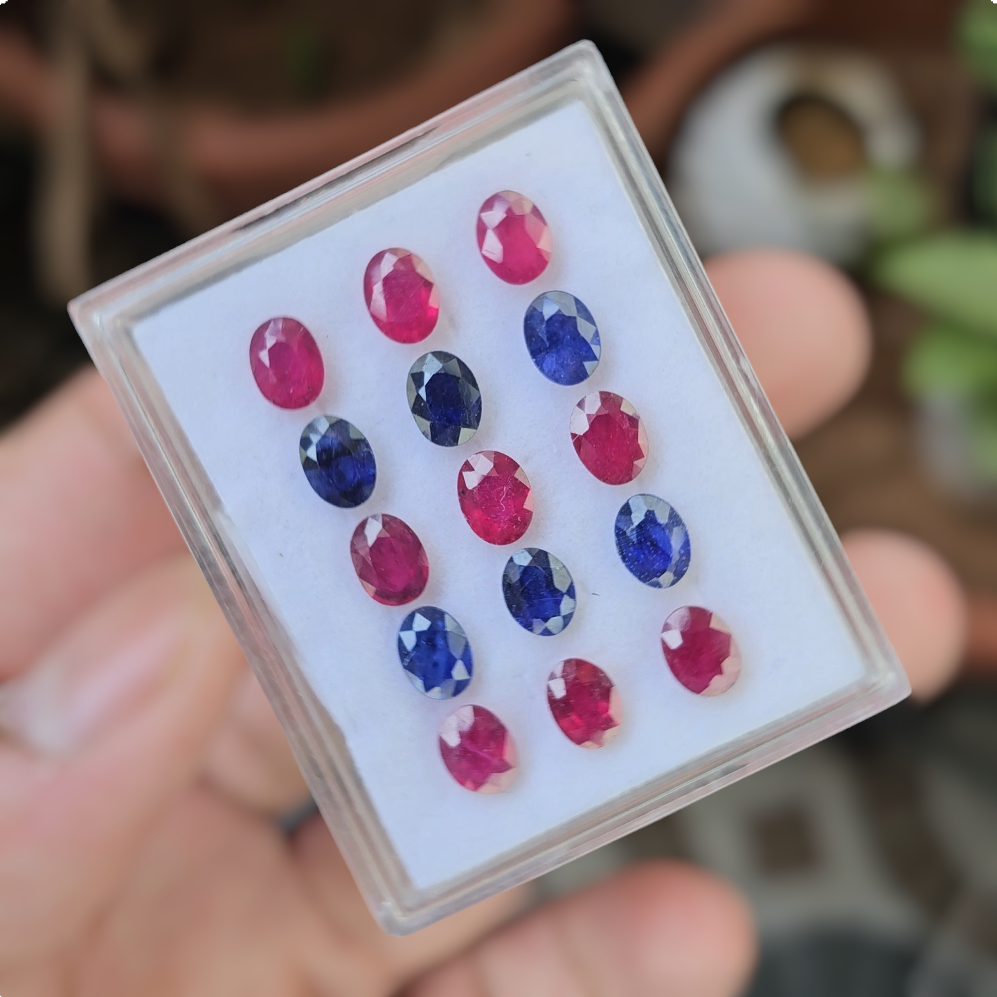 15 Pcs Of Natural Ruby & Sapphire Faceted Gemstone | Shape: Oval | Size:8x6mm - The LabradoriteKing