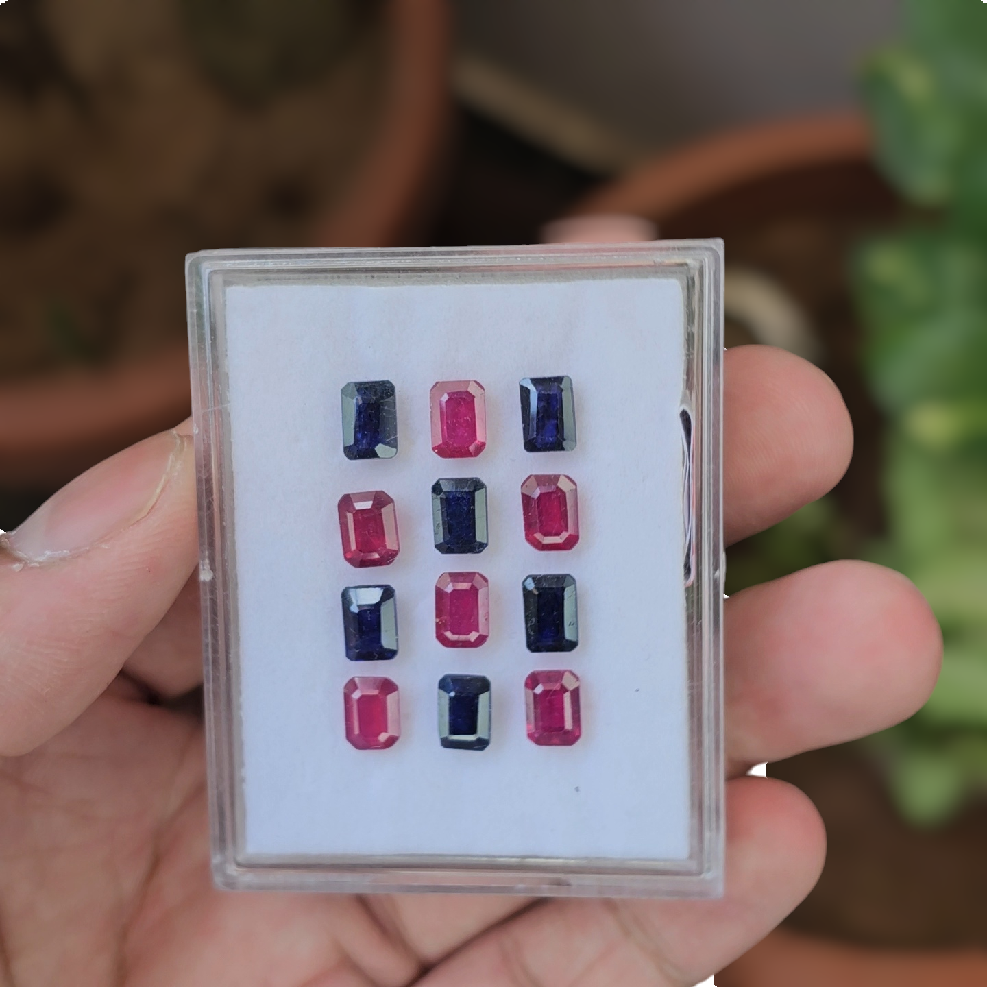 15 Pcs Of Natural Ruby & Sapphire Faceted Gemstone | Shape: Rectangle | Size:7x5mm - The LabradoriteKing