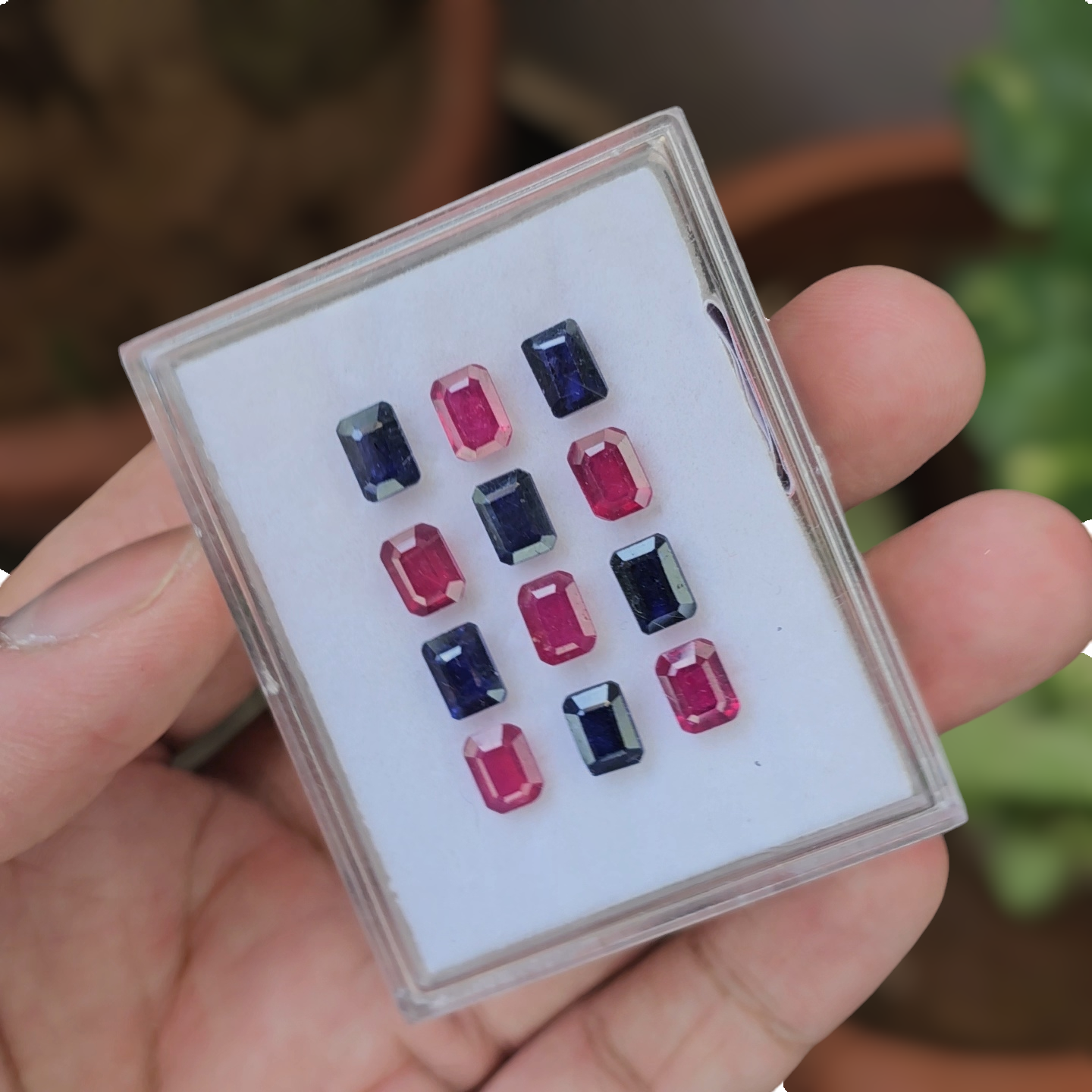 15 Pcs Of Natural Ruby & Sapphire Faceted Gemstone | Shape: Rectangle | Size:7x5mm - The LabradoriteKing