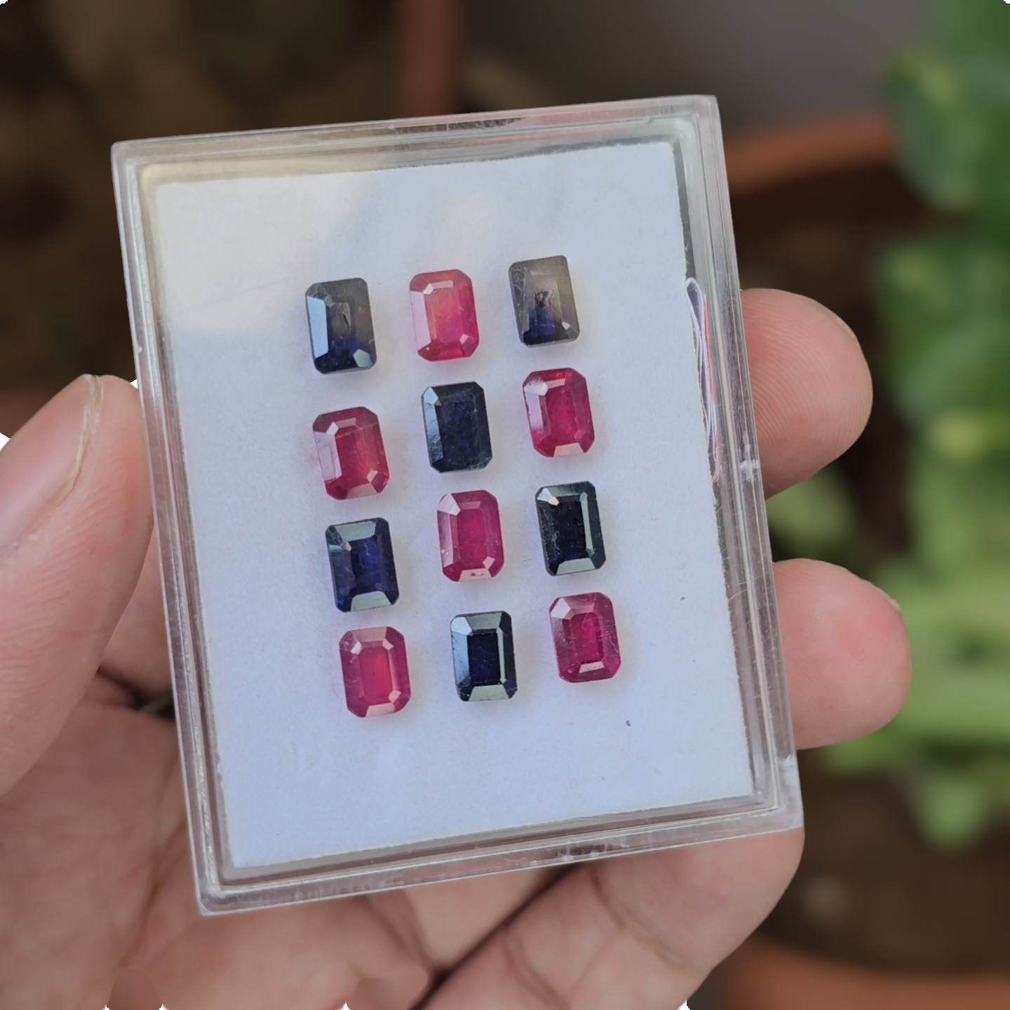 15 Pcs Of Natural Ruby & Sapphire Faceted Gemstone | Shape: Rectangle | Size:7x5mm - The LabradoriteKing