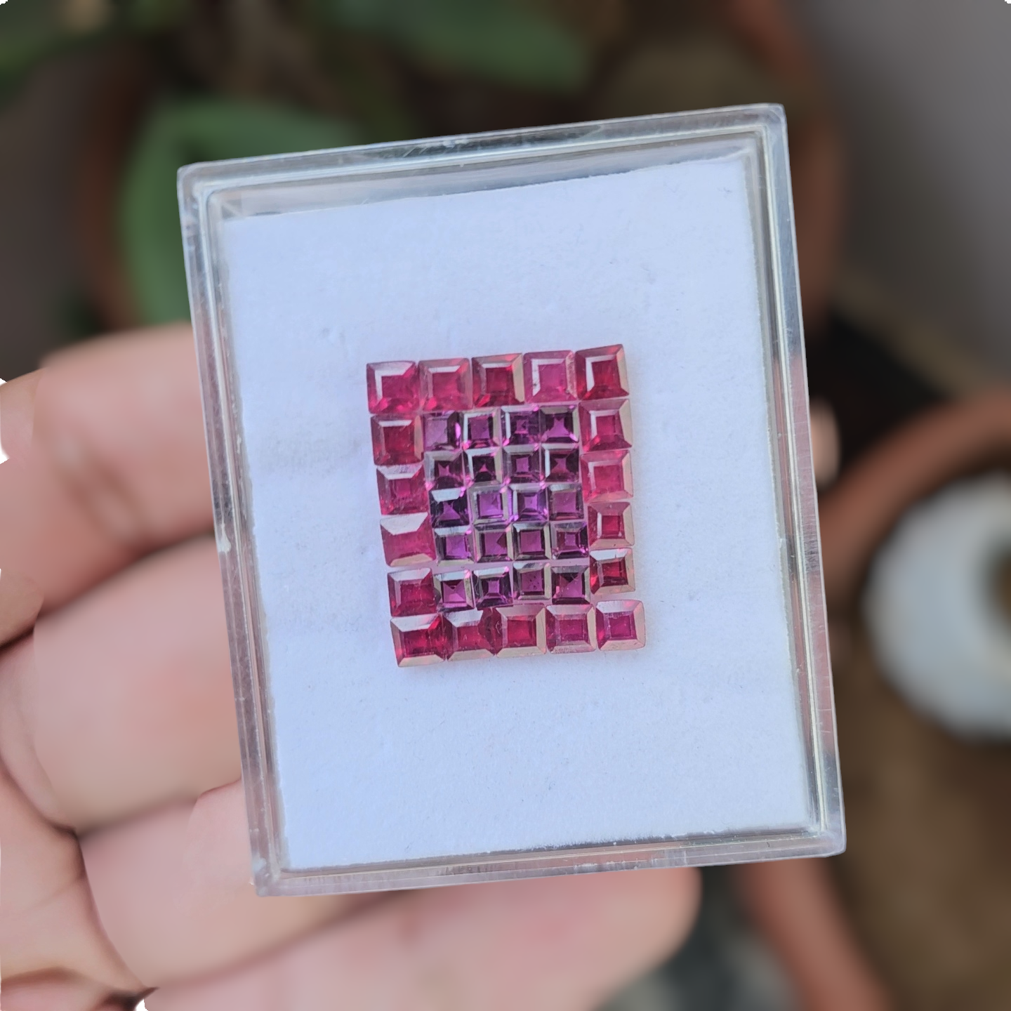 38 Pcs Of Natural Ruby & Garnet Faceted Gemstone | Shape: Square | Size:3-4mm