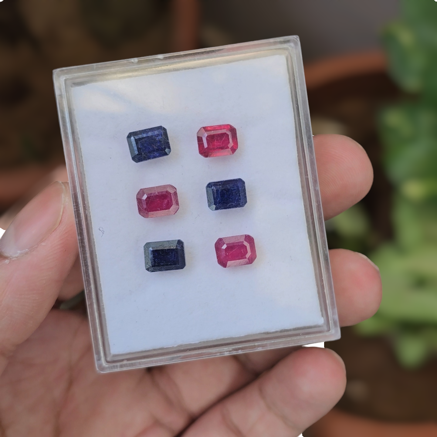 6 Pcs Of Natural Ruby & Sapphire Faceted Gemstone | Shape: Rectangle | Size:8x6mm - The LabradoriteKing