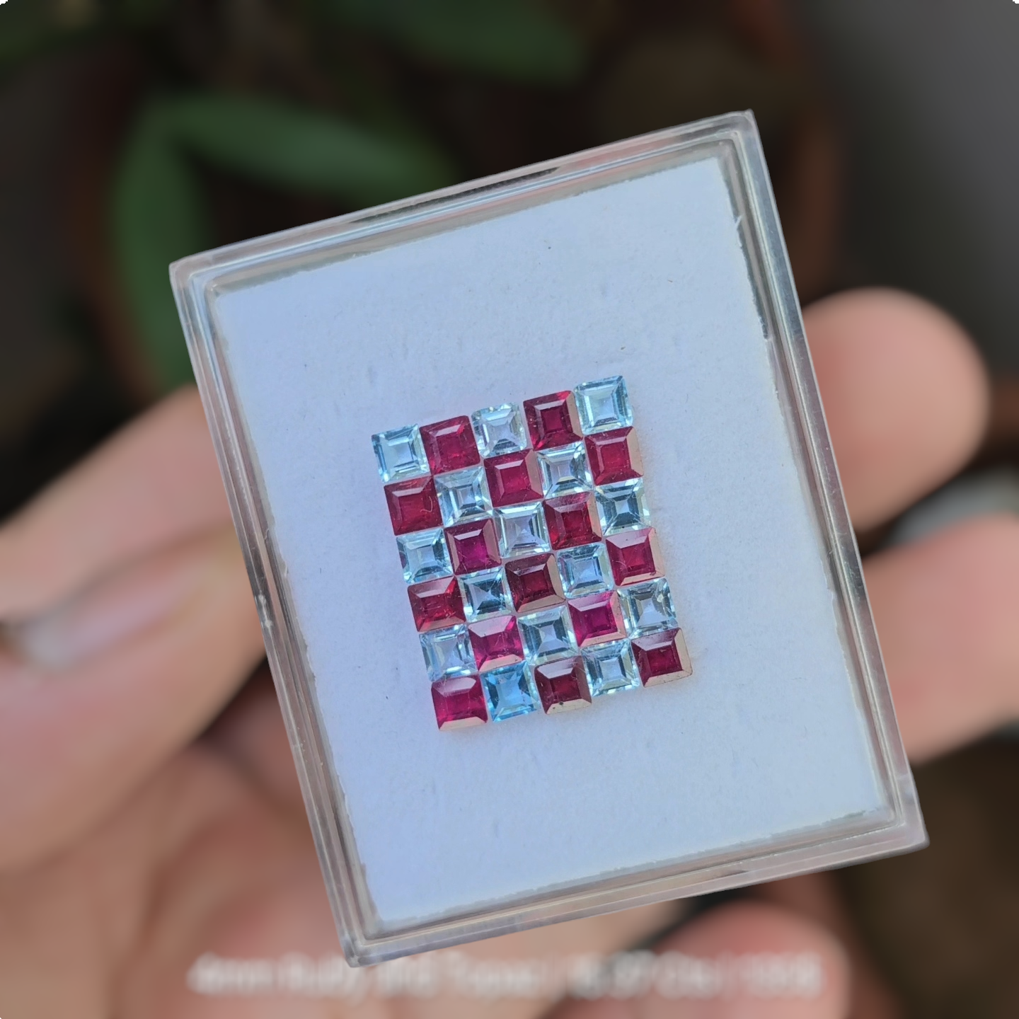 30 Pcs Of Natural Ruby & Blue Topaz Faceted Gemstone | Shape: Square | Size:4mm - The LabradoriteKing