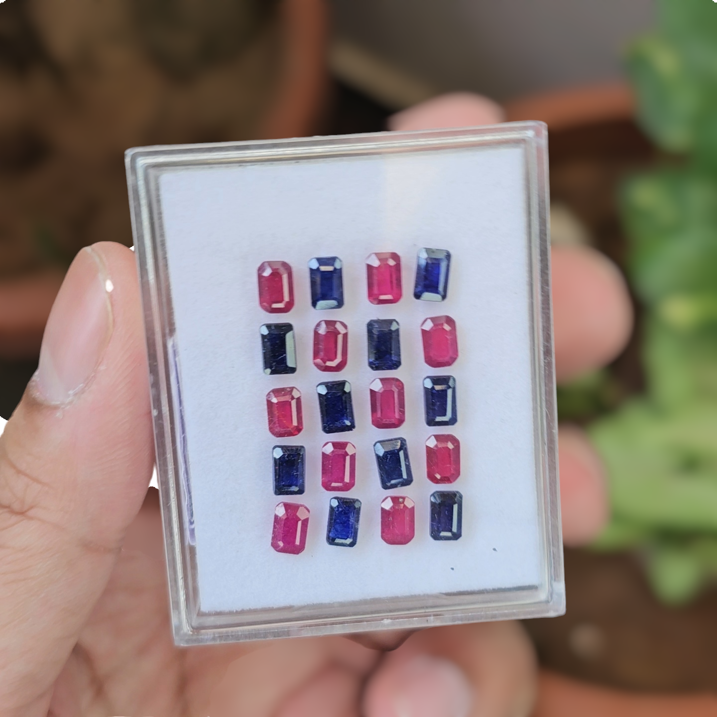 20 Pcs Of Natural Ruby & Sapphire Faceted Gemstone | Shape: Rectangle | Size:6x4mm - The LabradoriteKing