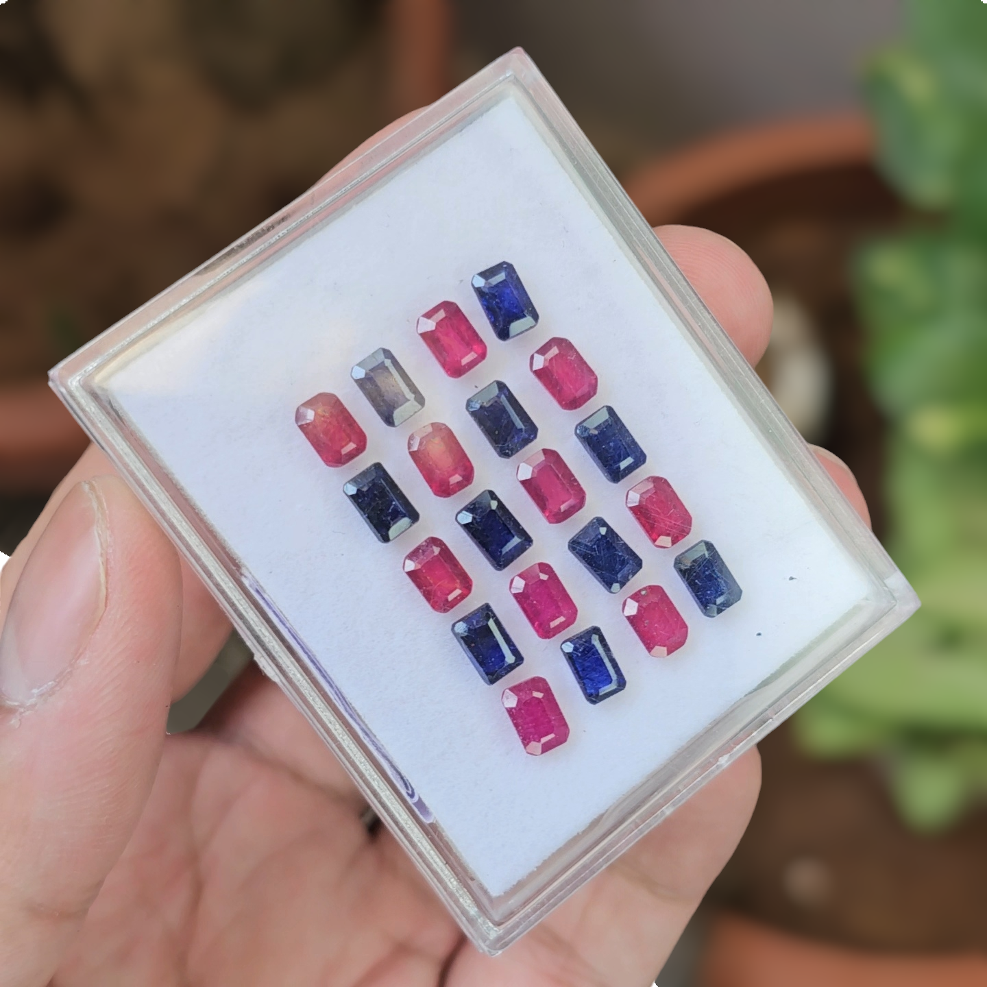 20 Pcs Of Natural Ruby & Sapphire Faceted Gemstone | Shape: Rectangle | Size:6x4mm