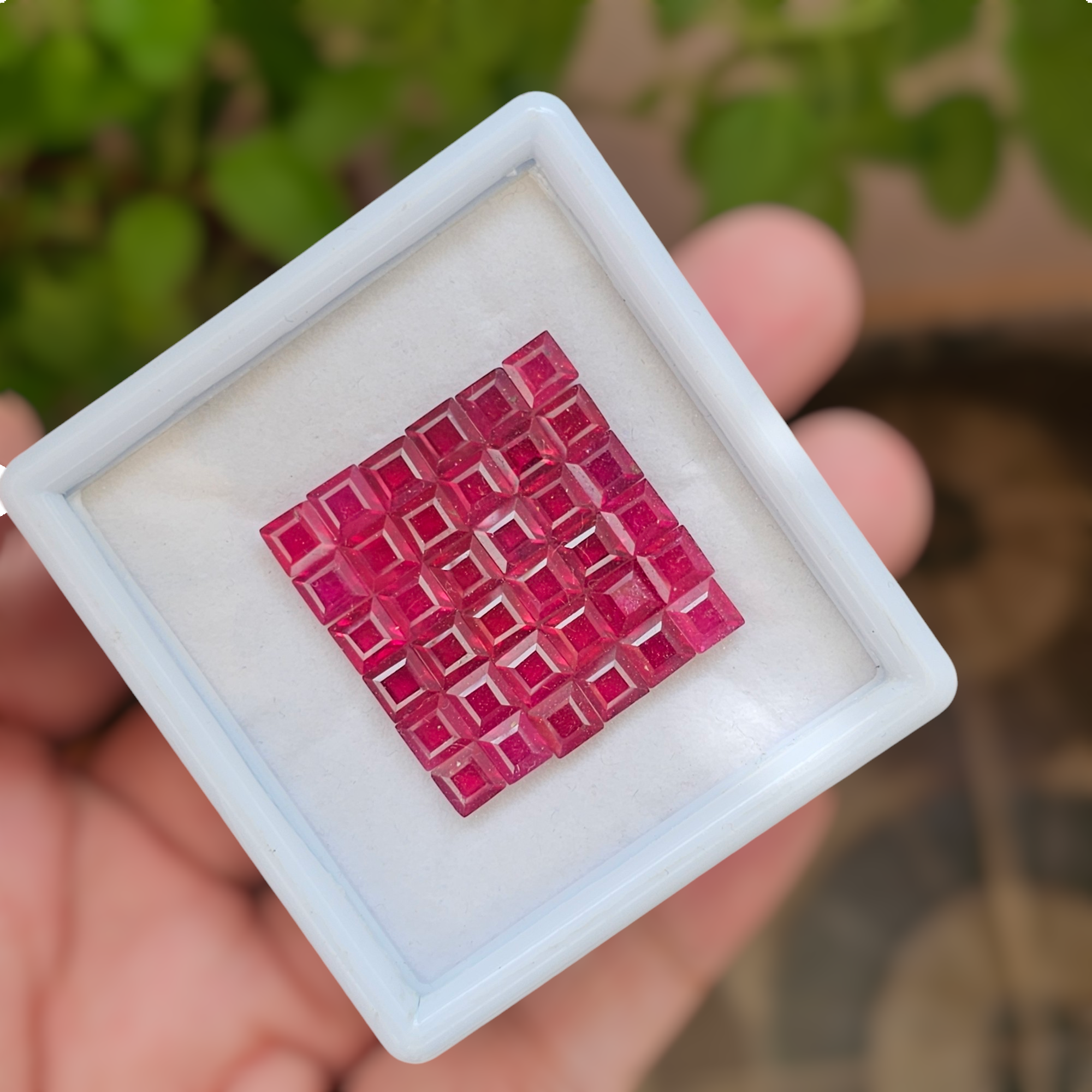 36 Pcs Of Natural Ruby Faceted | Shape: Square | Size: 5mm