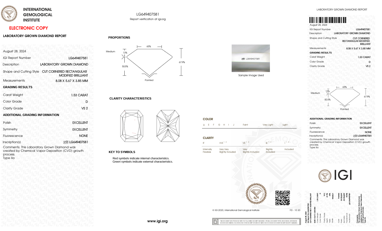 Lab Diamond Radiant Cut | EX Cut | VS2  | D Color | IGI Certified with Engraving - The LabradoriteKing