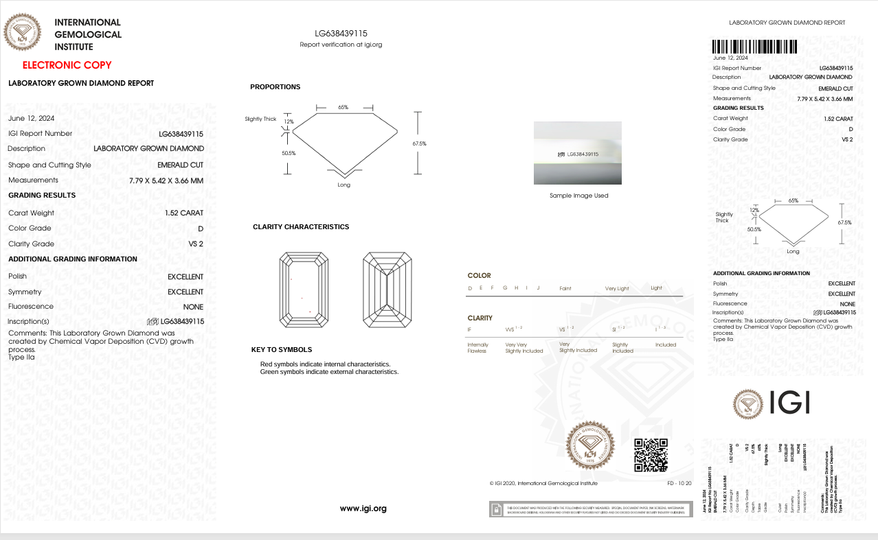 Lab Diamond Emerald Cut | EX Cut | VS2  | D Color | IGI Certified with Engraving - The LabradoriteKing