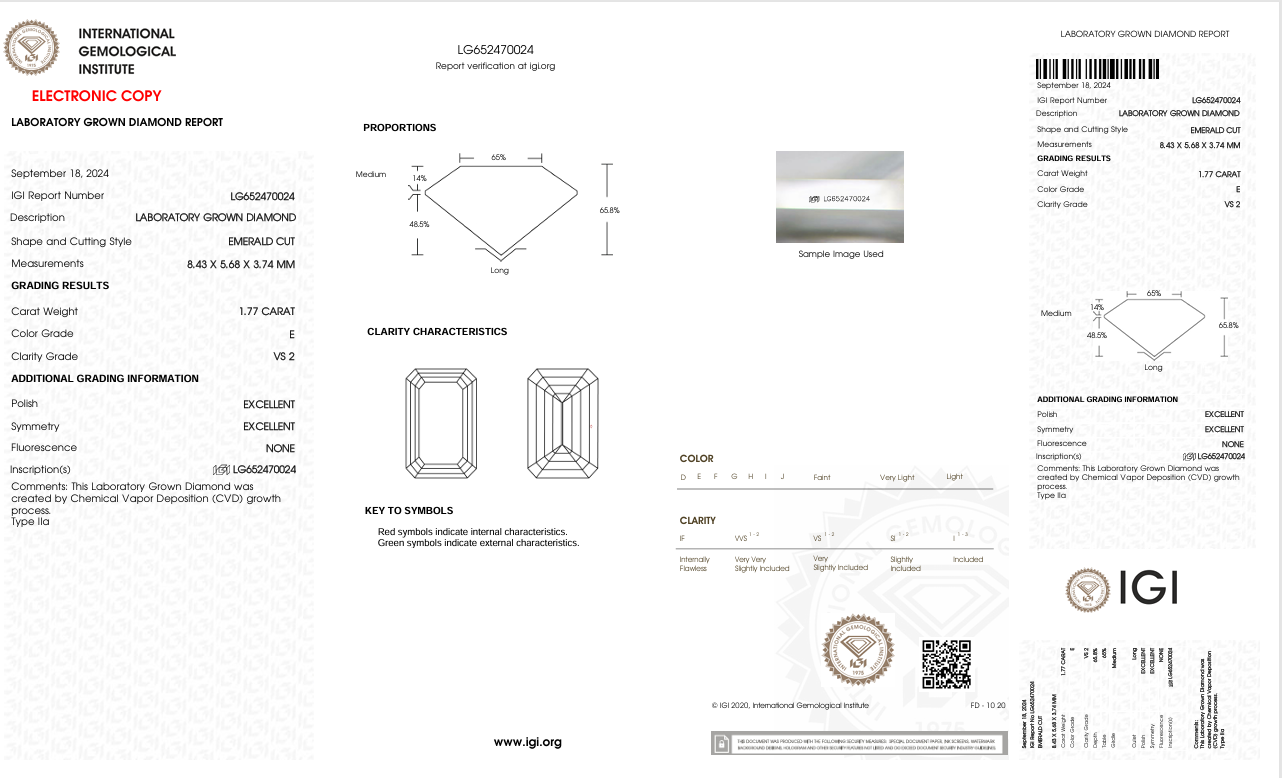 Lab Diamond Emerald Cut | EX Cut | VS2  | E Color | IGI Certified with Engraving - The LabradoriteKing