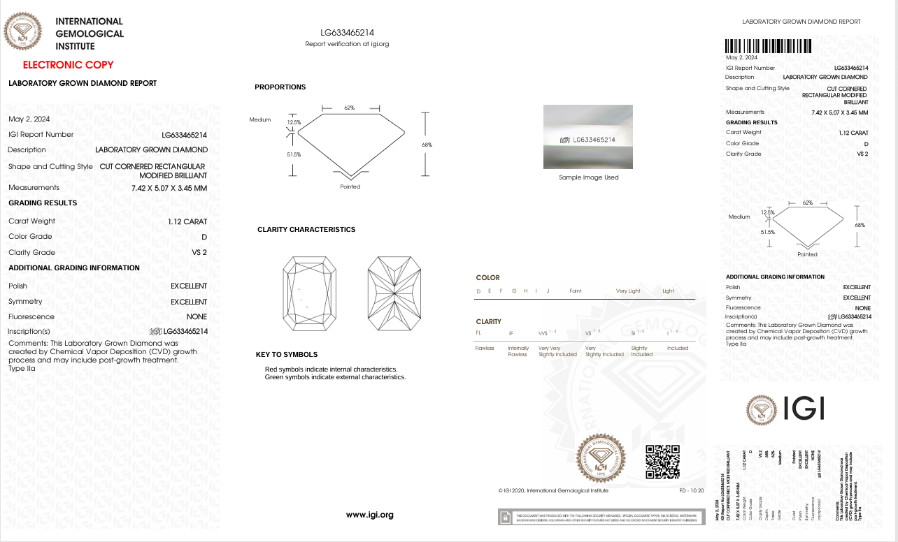 Lab Diamond Radiant Cut | EX Cut | VS2  | D Color | IGI Certified with Engraving - The LabradoriteKing