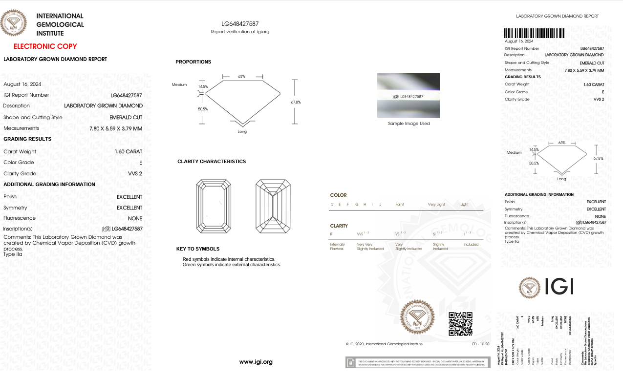 Lab Diamond Emerald Cut | EX Cut | VVS2  | E Color | IGI Certified with Engraving - The LabradoriteKing