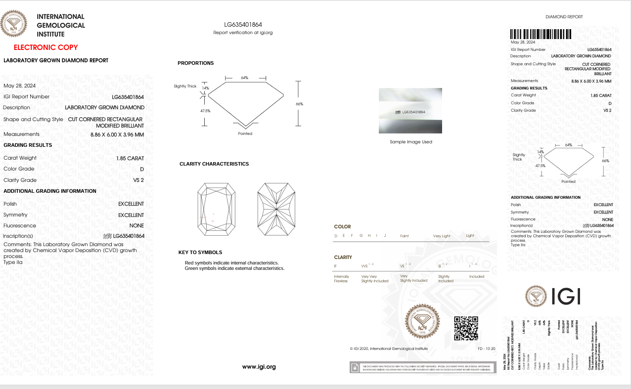 Lab Diamond Radiant Cut | EX Cut | VS2  | D Color | IGI Certified with Engraving - The LabradoriteKing