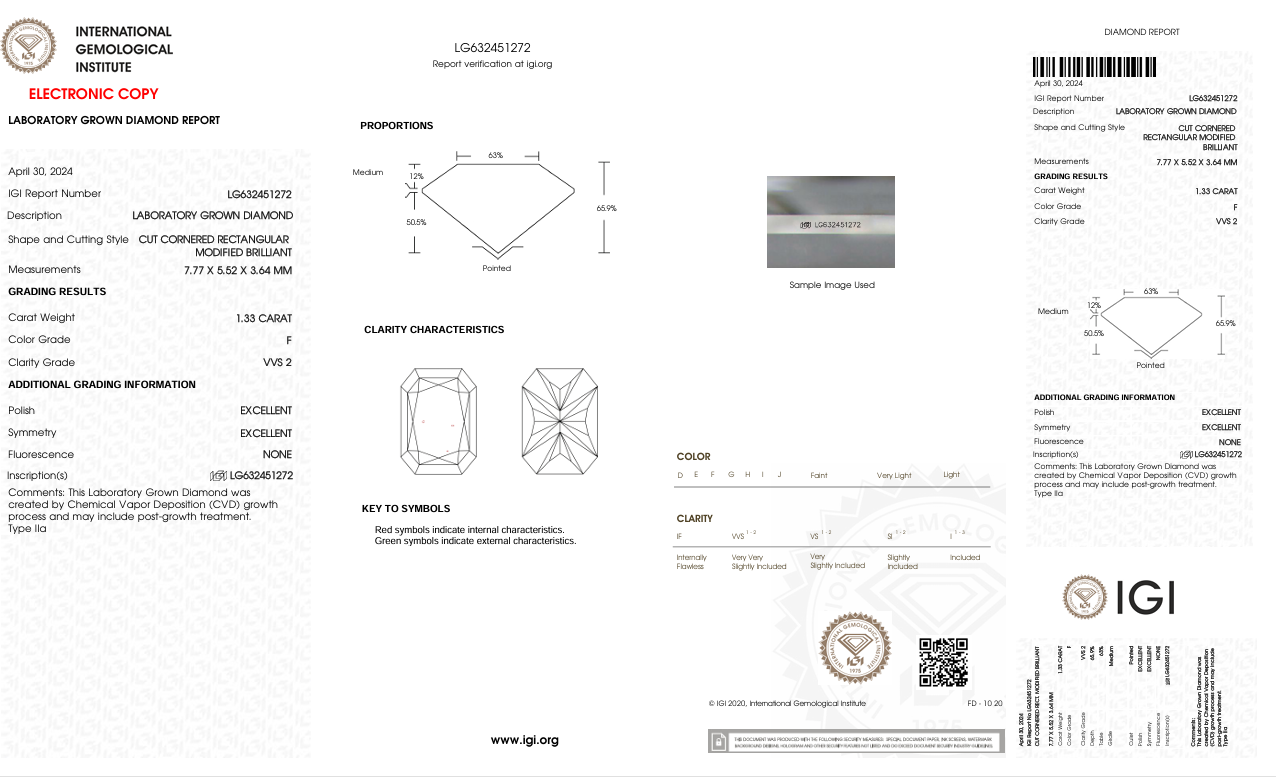 Lab Diamond Radiant Cut | EX Cut | VVS2  | F Color | IGI Certified with Engraving - The LabradoriteKing