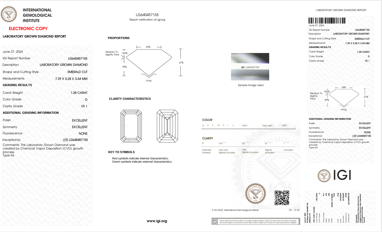 Lab Diamond Emerald Cut | EX Cut | VS1  | D Color | IGI Certified with Engraving - The LabradoriteKing