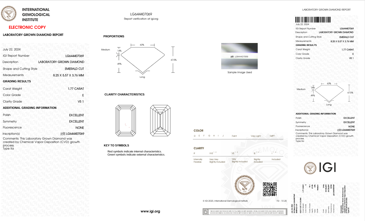 Lab Diamond Emerald Cut | EX Cut | VS1  | E Color | IGI Certified with Engraving - The LabradoriteKing