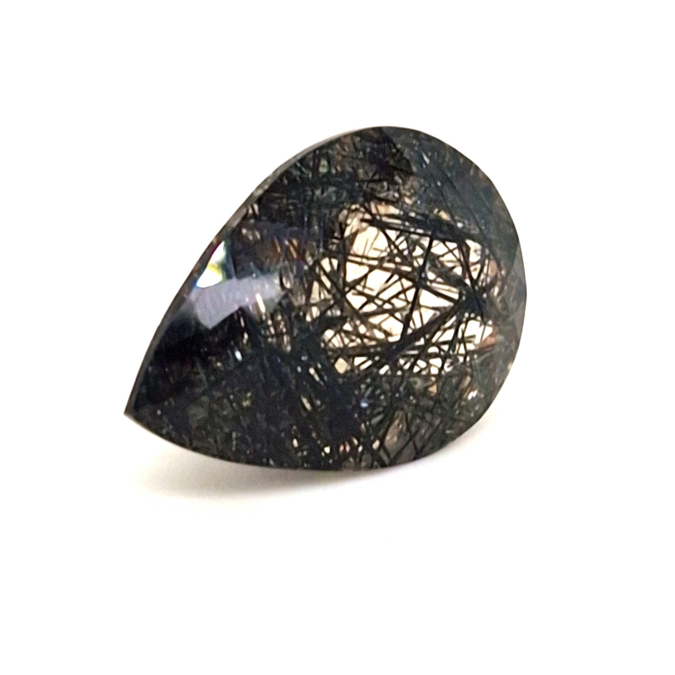 Natural Black Rutile Faceted | Pear | 24x17mm