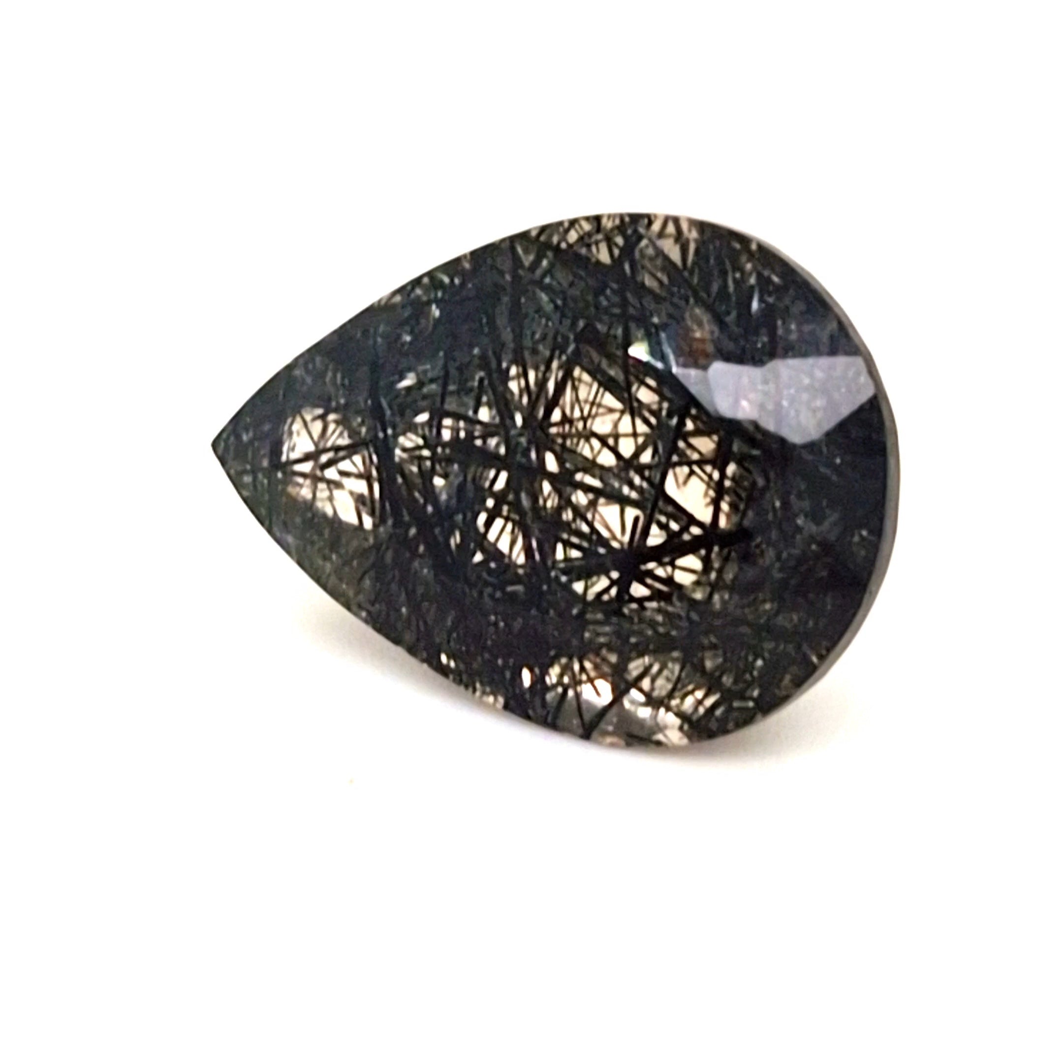 Natural Black Rutile Faceted | Pear | 24x17mm
