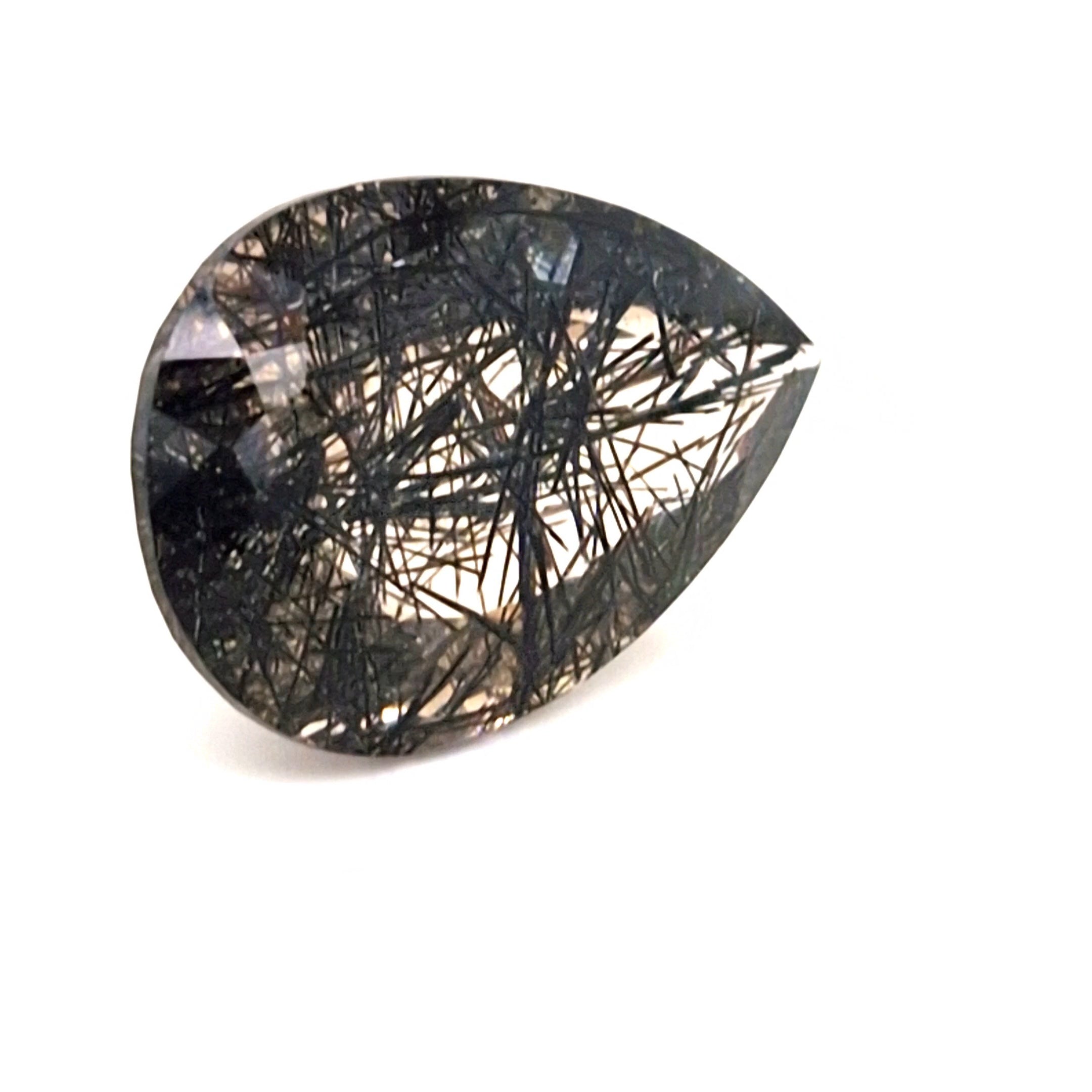 Natural Black Rutile Faceted | Pear | 27x19mm