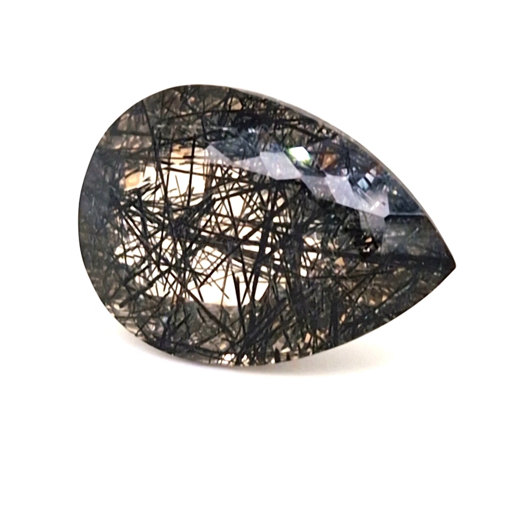 Natural Black Rutile Faceted | Pear | 27x19mm