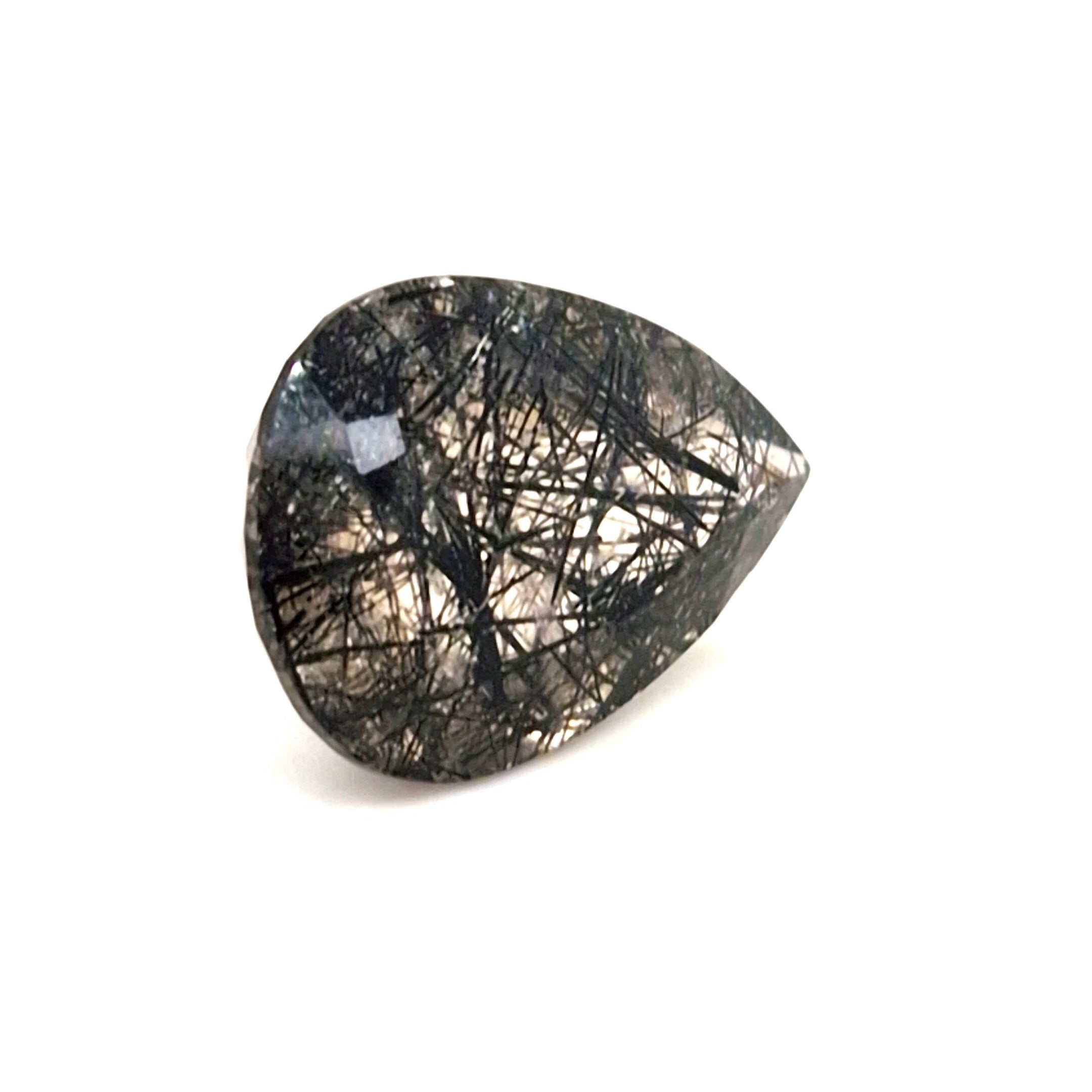 Natural Black Rutile Faceted | Pear | 25x18mm