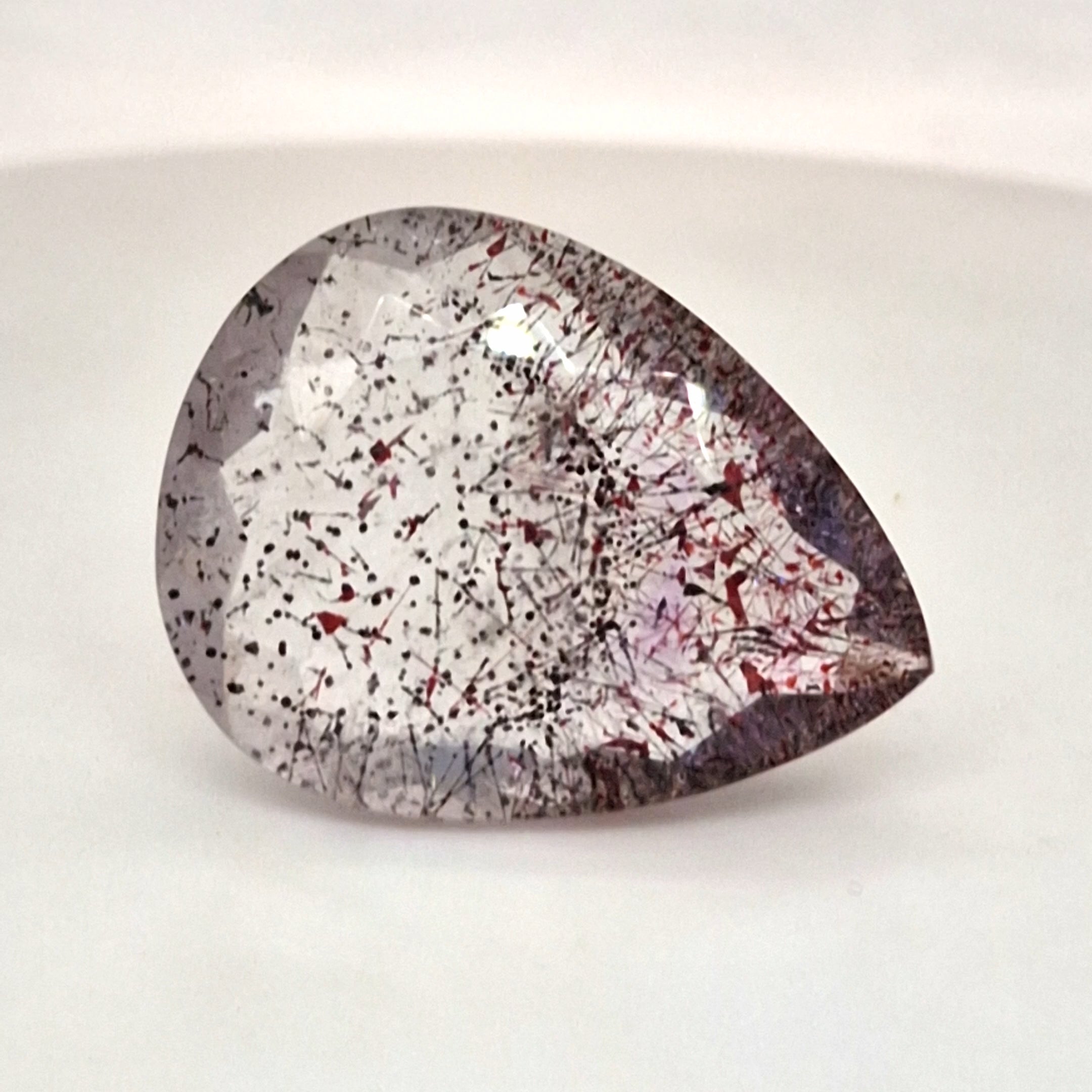 Natural Super Seven Quartz Faceted | Pear| Size: 30x23mm