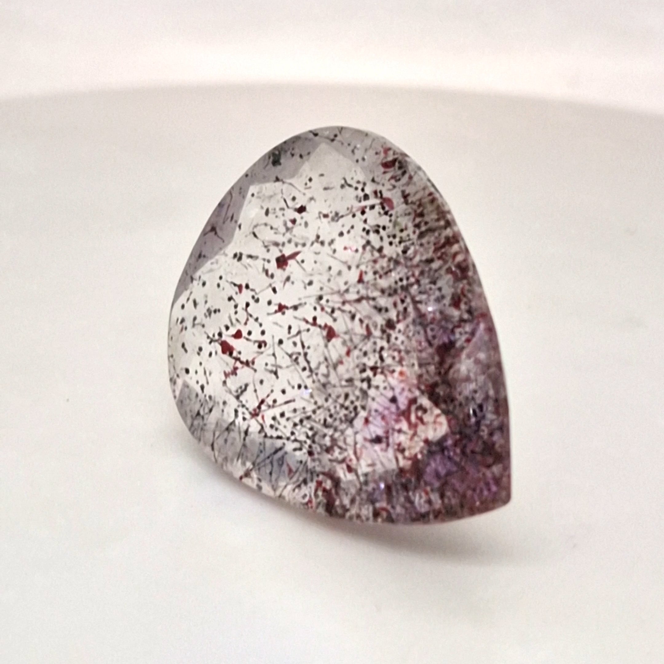 Natural Super Seven Quartz Faceted | Pear| Size: 30x23mm